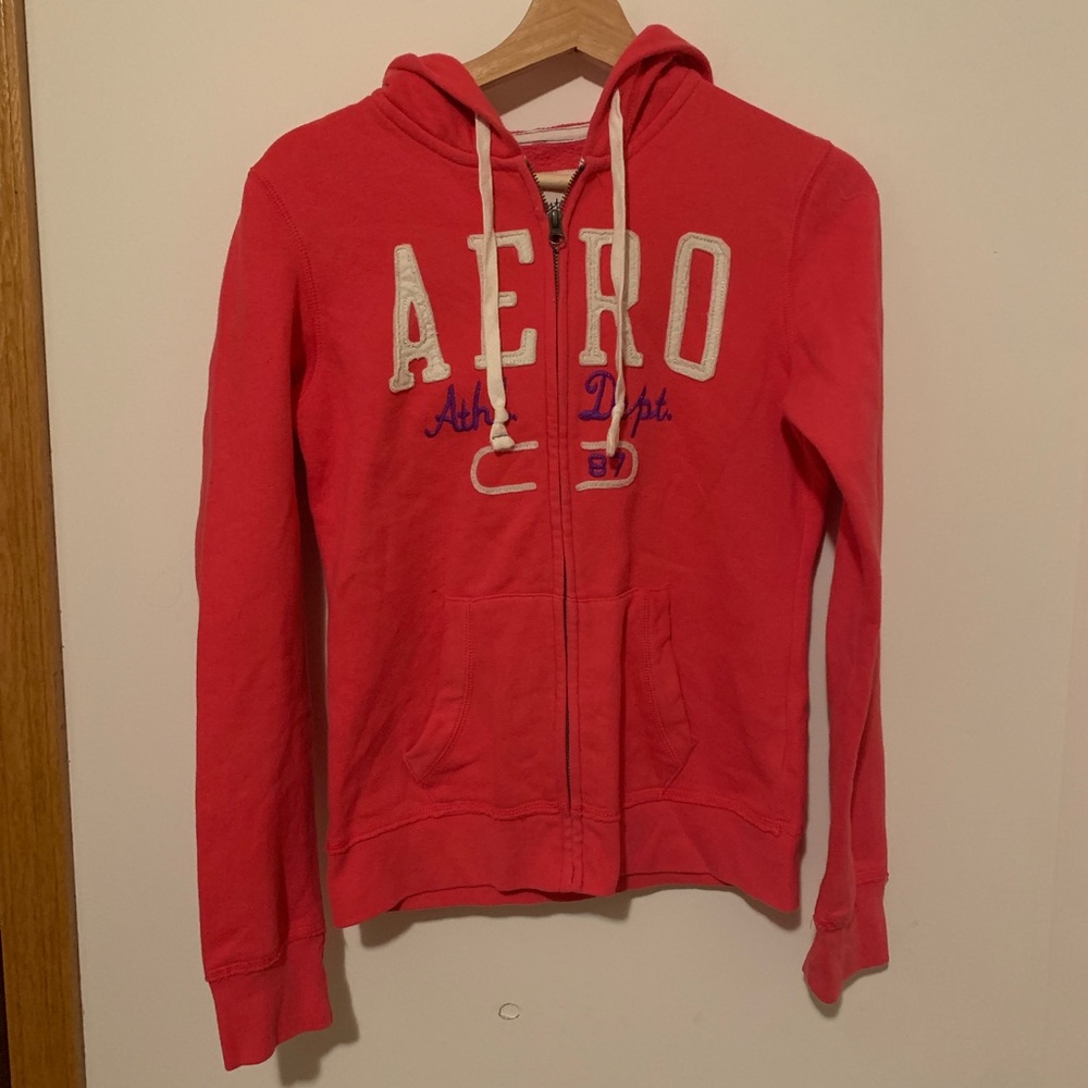 Pink Aeropostale Logo Zip-up Hoodie